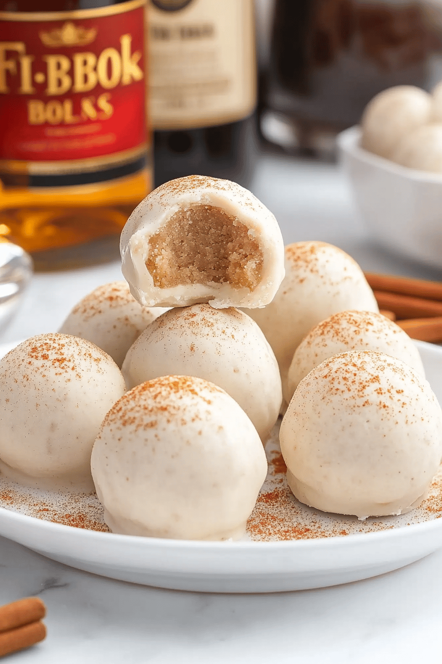 Fireball Whiskey Balls Recipe ingredients organized and measured on kitchen counter