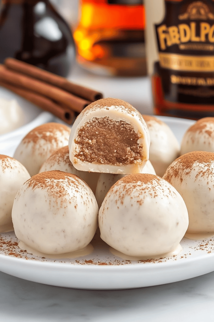 Fireball Whiskey Balls Recipe slice on plate showing perfect texture and swirl pattern