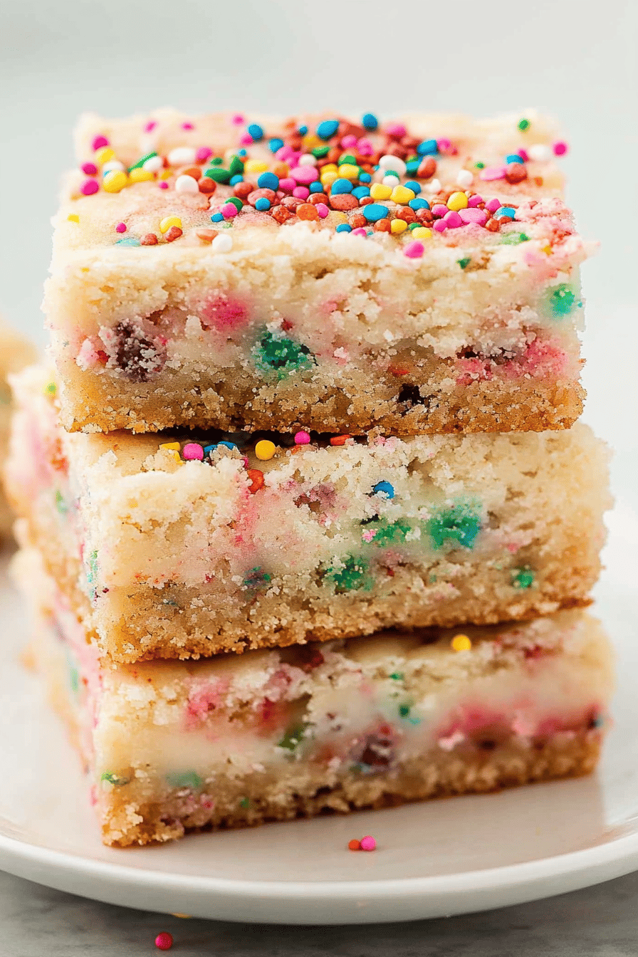Funfetti Cake Batter Cookie Bars ingredients organized and measured on kitchen counter