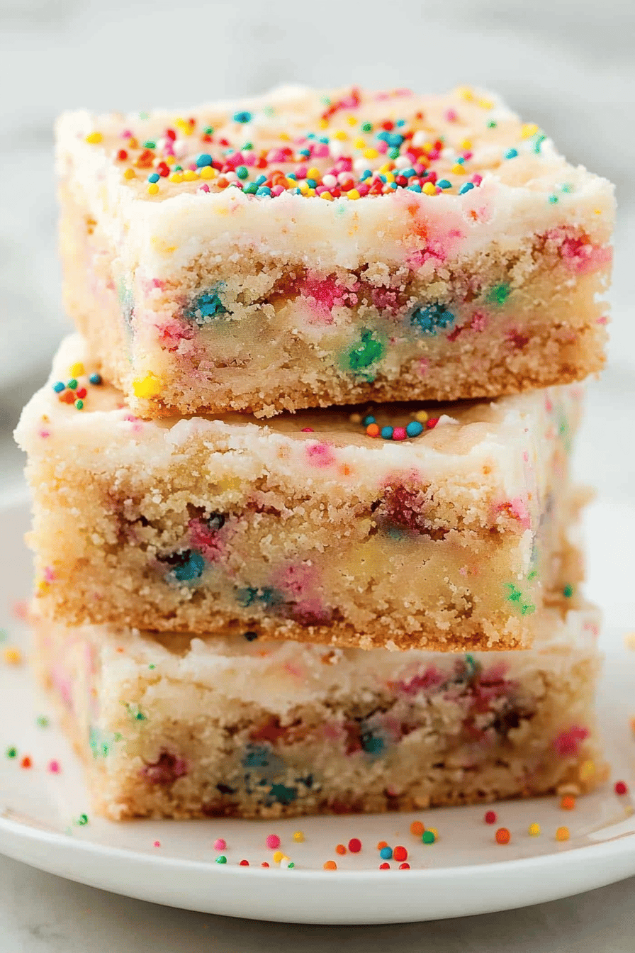 Funfetti Cake Batter Cookie Bars final dish beautifully presented and ready to serve