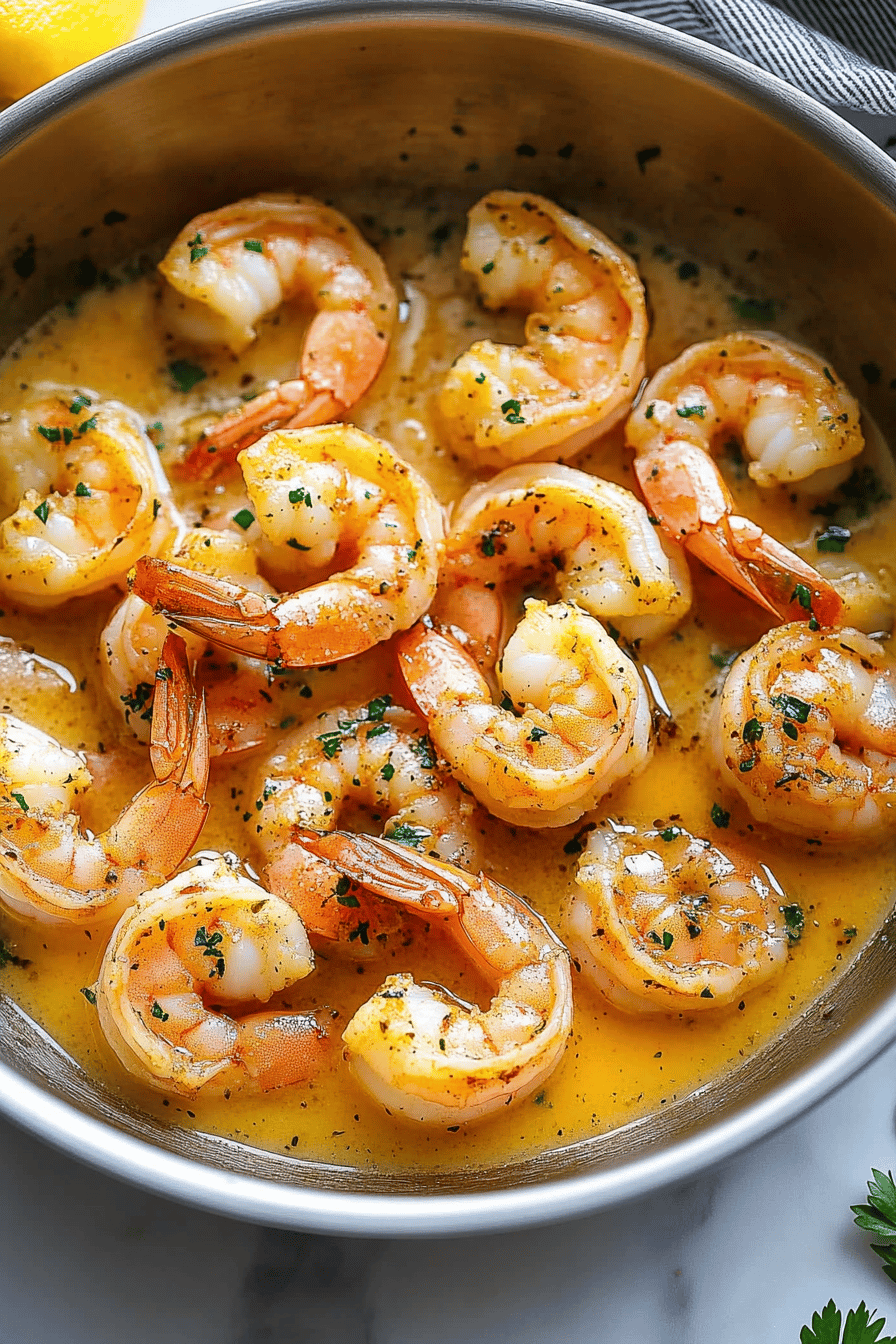 Garlic Butter Shrimp ingredients organized and measured on kitchen counter
