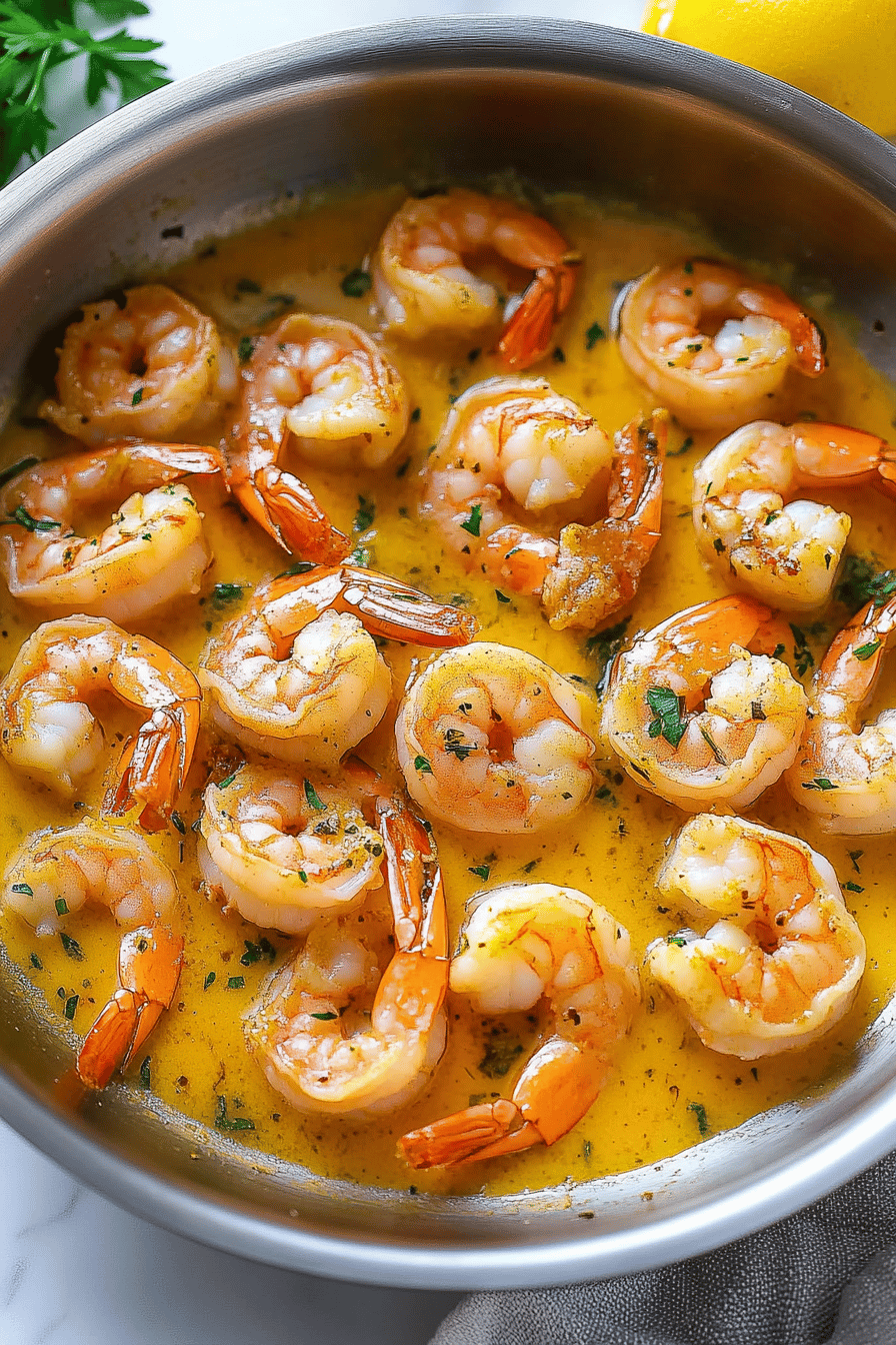 Garlic Butter Shrimp final dish beautifully presented and ready to serve