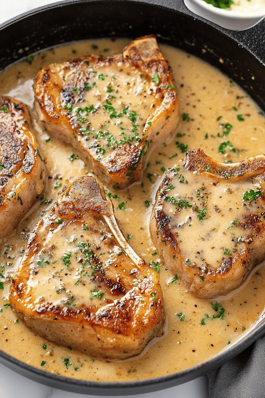 Garlic Parmesan Pork Chops ingredients organized and measured on kitchen counter