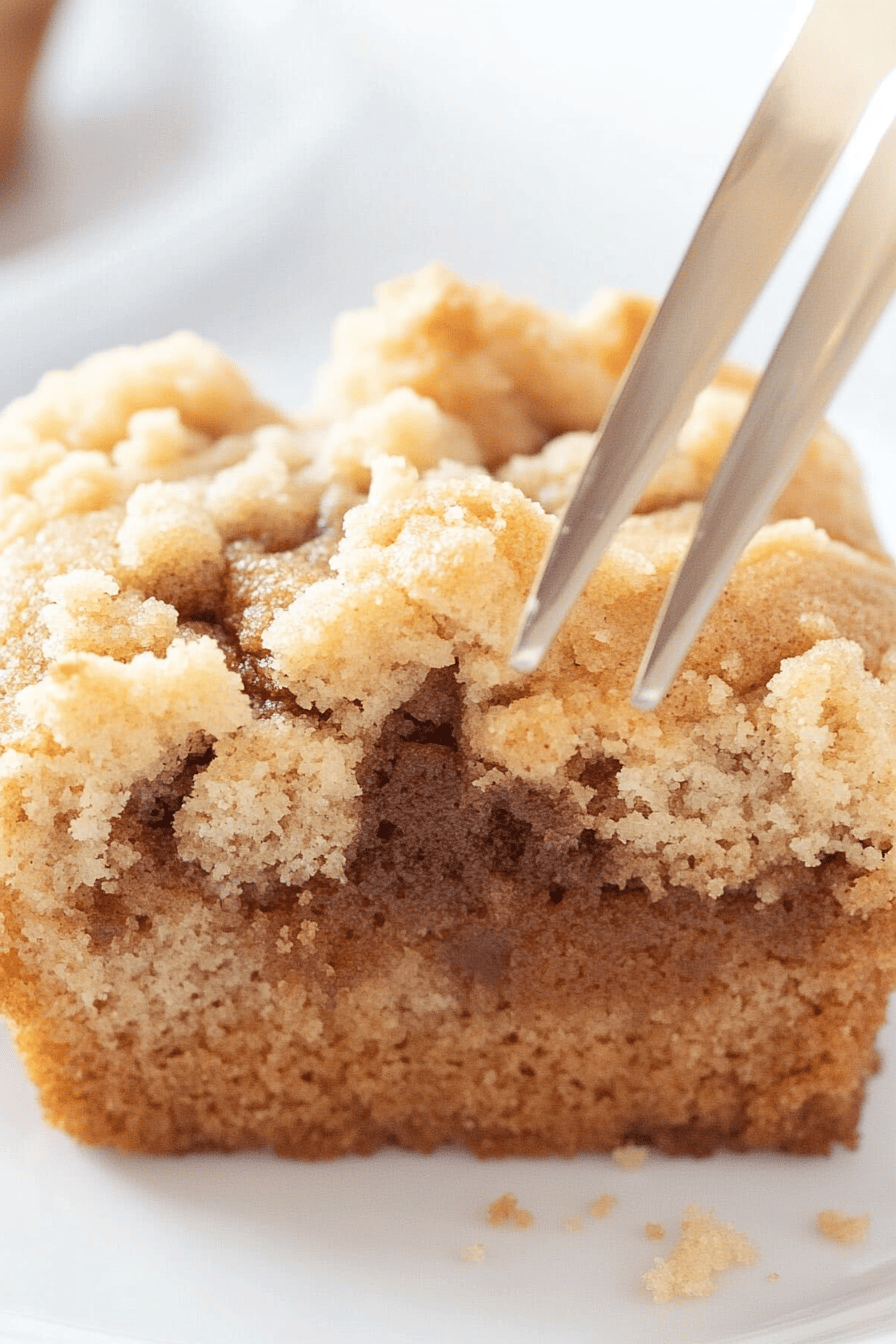Gluten-Free Coffee Cake Muffins slice on plate showing perfect texture and swirl pattern