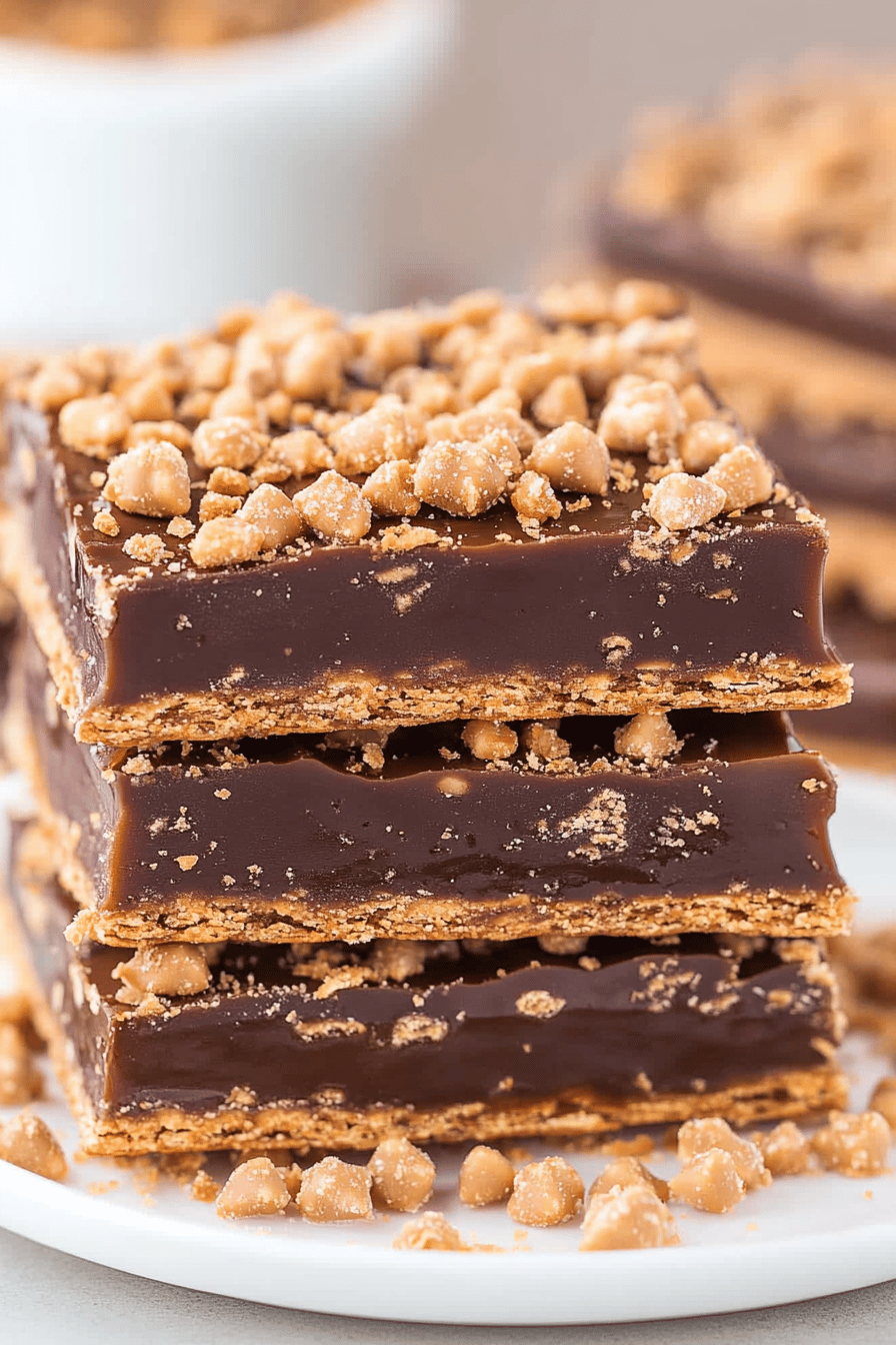 Graham Cracker Toffee final dish beautifully presented and ready to serve
