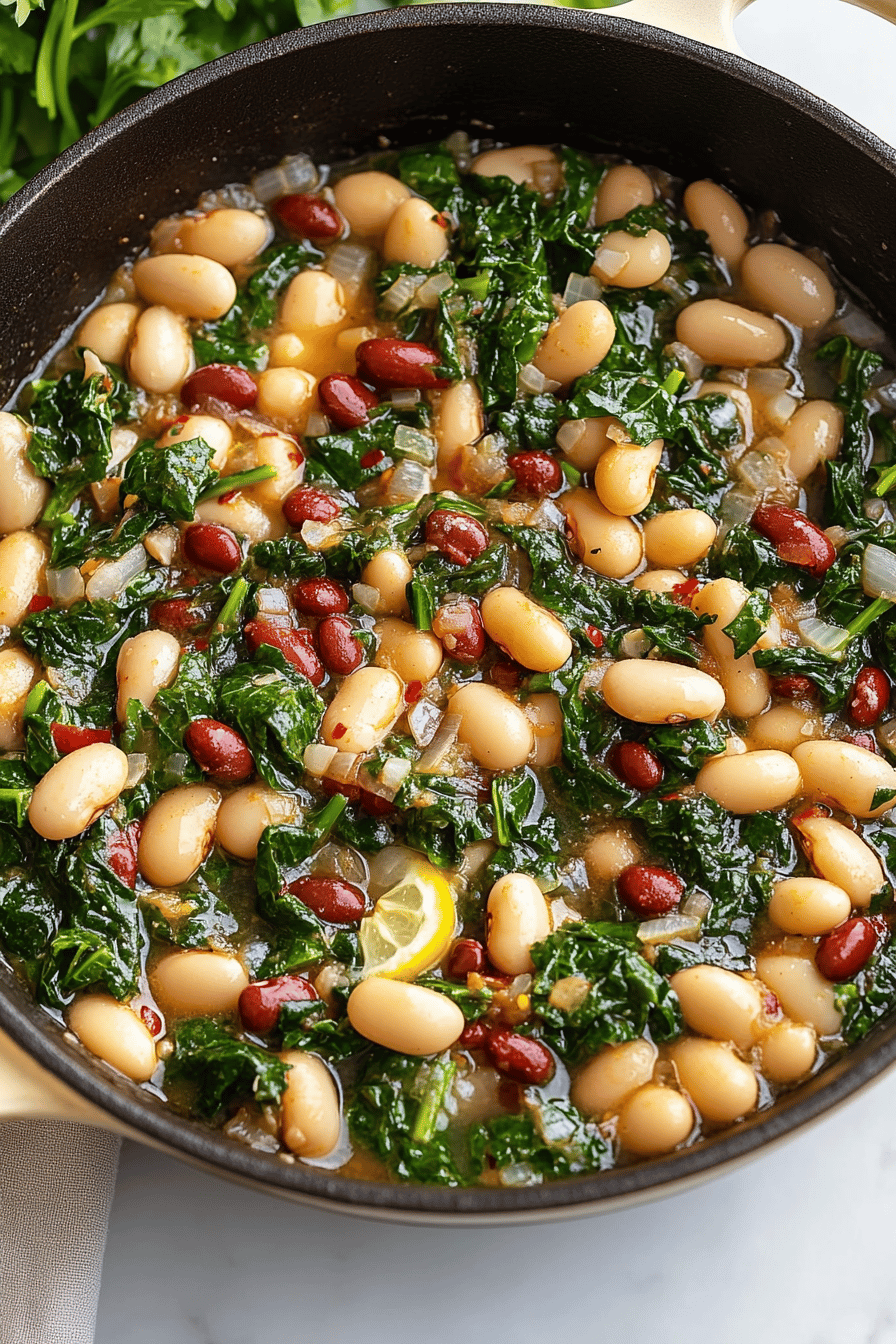 Greens and Beans Recipe slice on plate showing perfect texture and swirl pattern