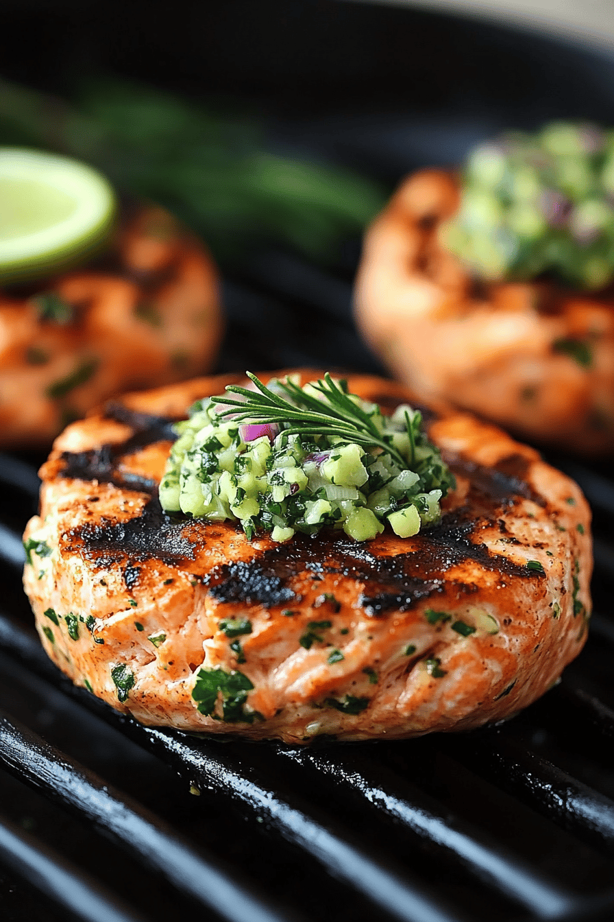 Grilled Salmon Burgers ingredients organized and measured on kitchen counter