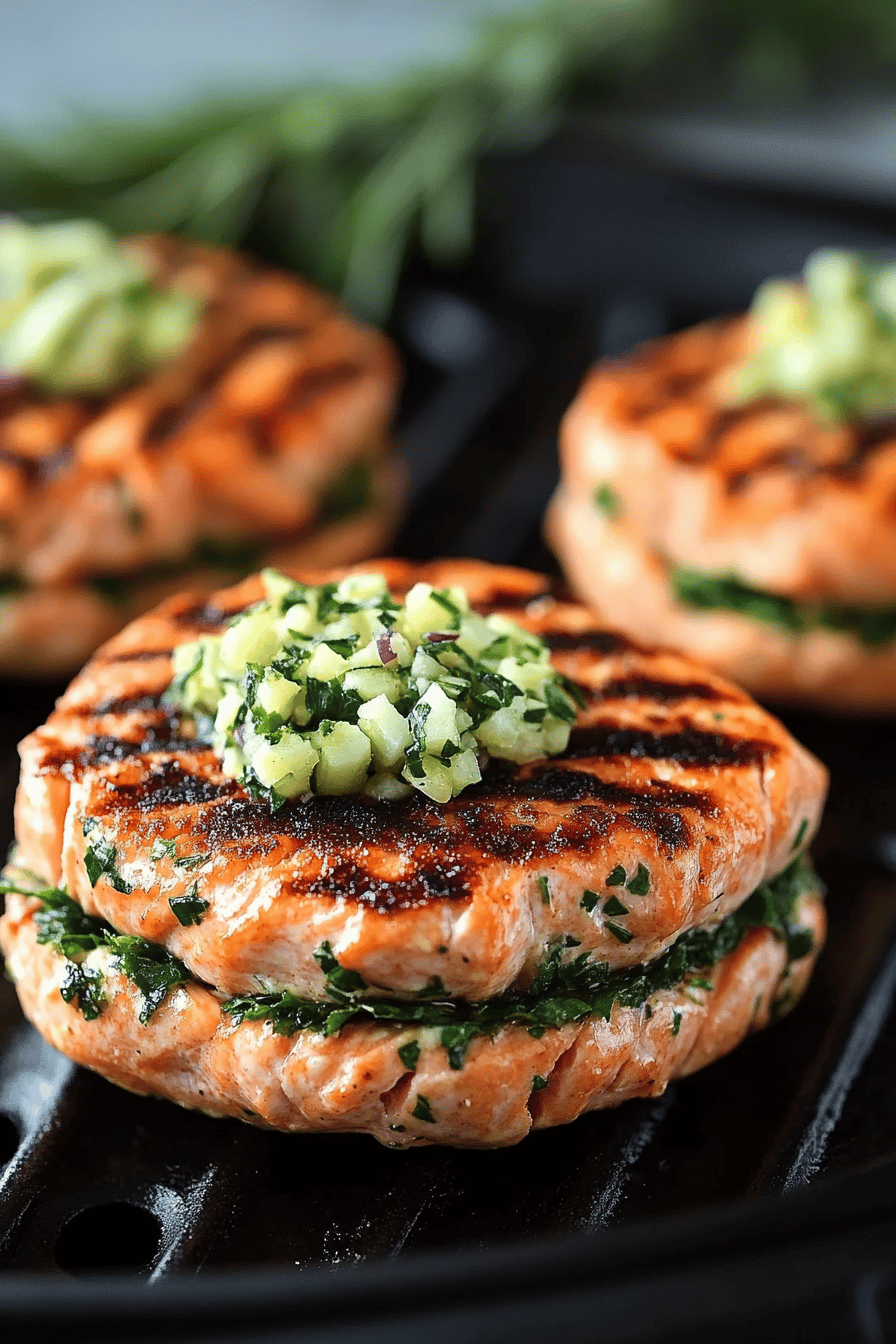 Grilled Salmon Burgers final dish beautifully presented and ready to serve