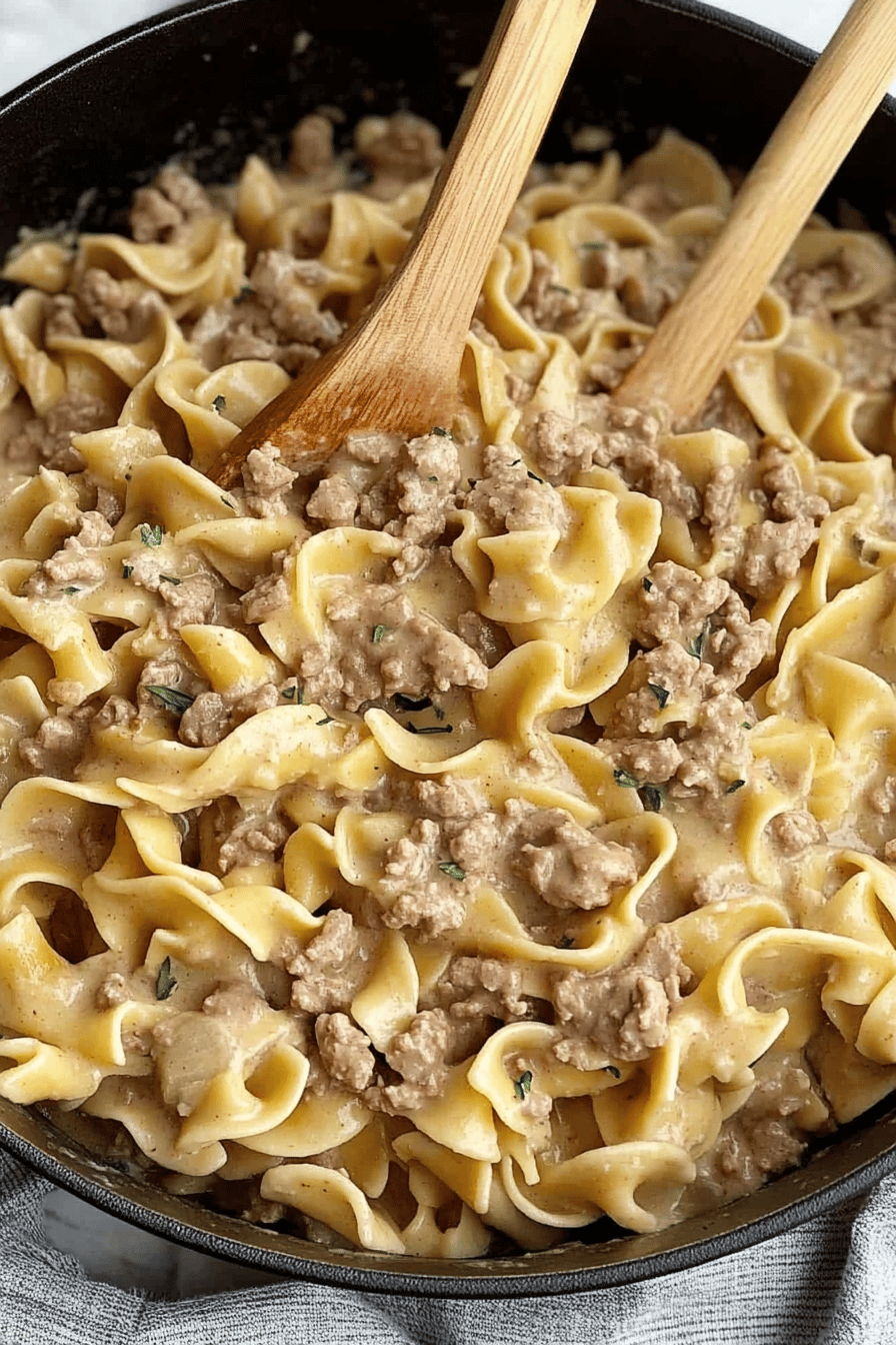 Ground Beef Stroganoff final dish beautifully presented and ready to serve