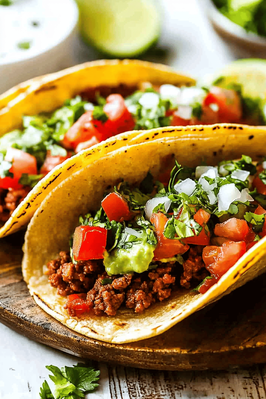 Ground Beef Tacos final dish beautifully presented and ready to serve
