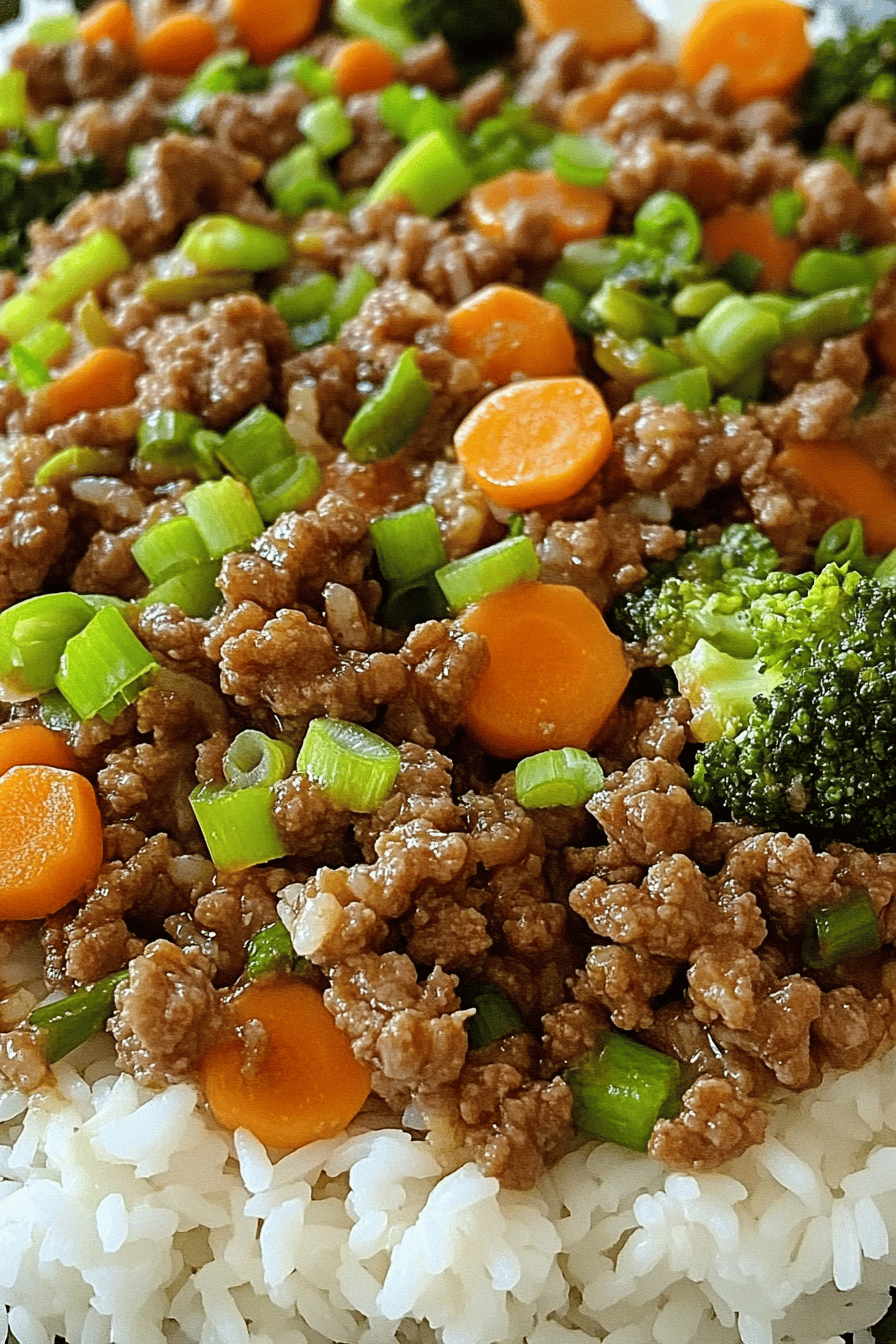Ground Beef Teriyaki Rice Bowls ingredients organized and measured on kitchen counter