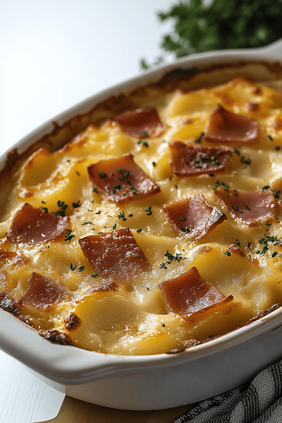 Ham and Potato Au Gratin Recipe final dish beautifully presented and ready to serve