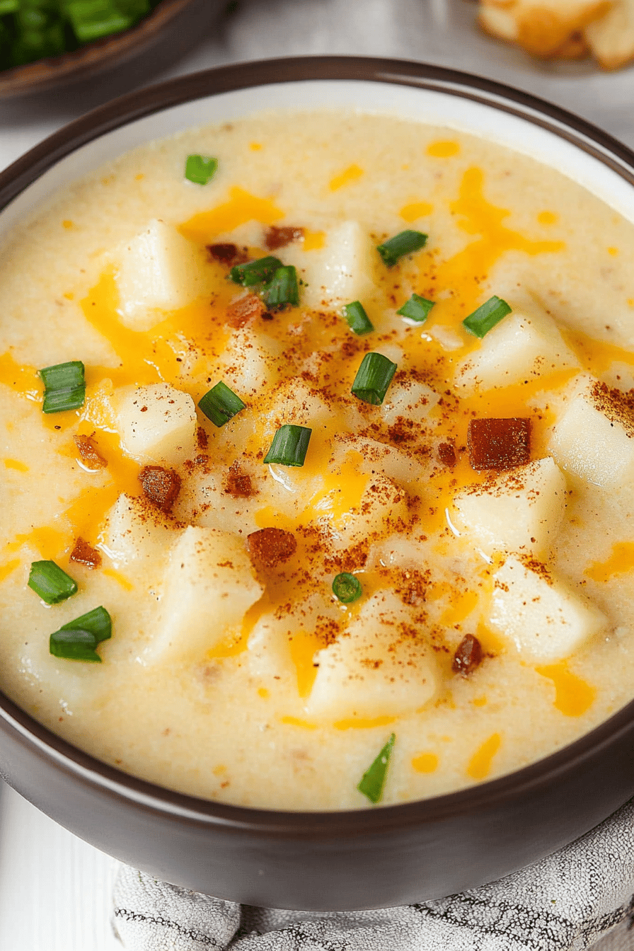 Hash Brown Potato Soup final dish beautifully presented and ready to serve