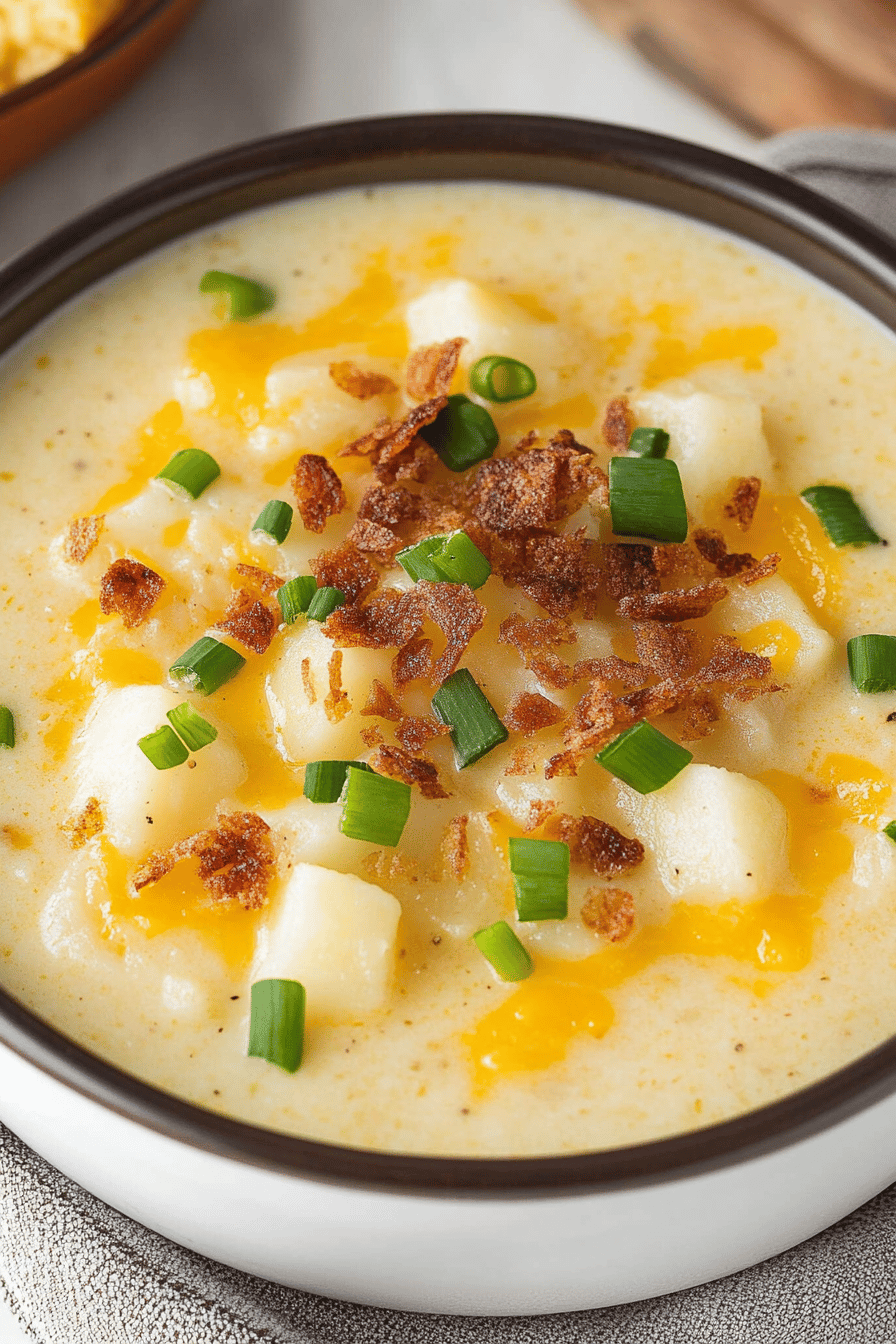 Hash Brown Potato Soup slice on plate showing perfect texture and swirl pattern