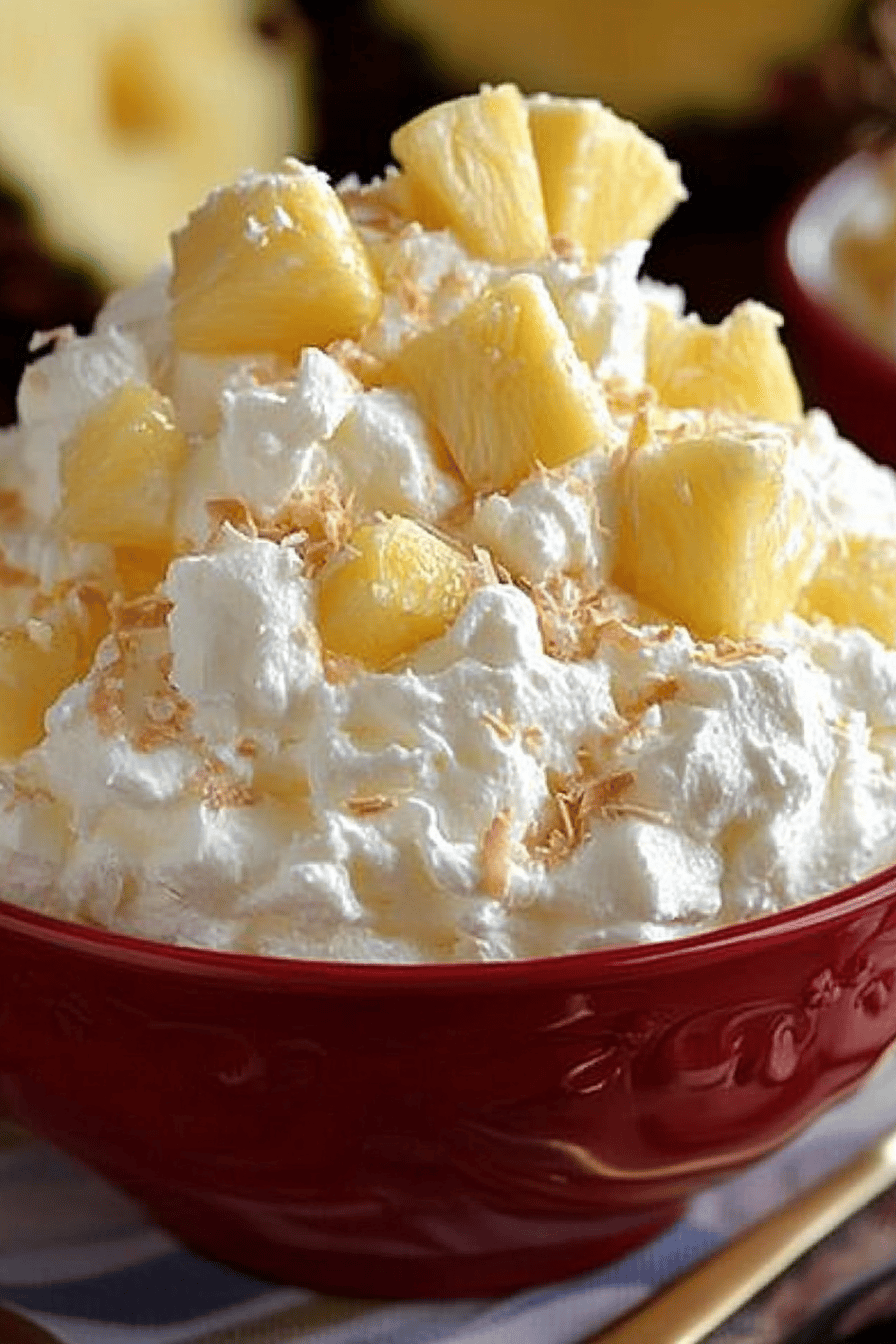 Hawaiian Pineapple Coconut Fluff ingredients organized and measured on kitchen counter