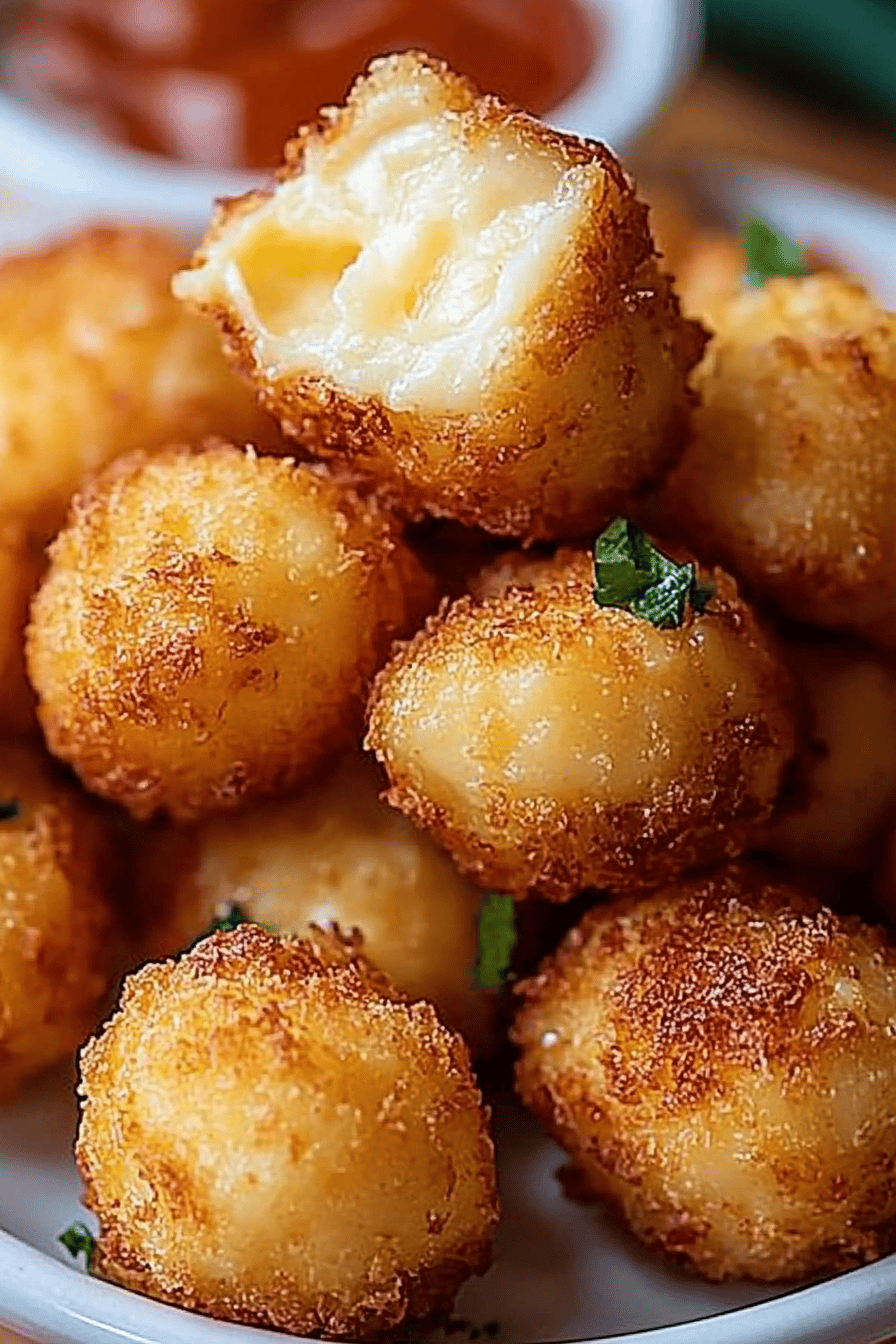 Homemade Fried Cheese Bites slice on plate showing perfect texture and swirl pattern