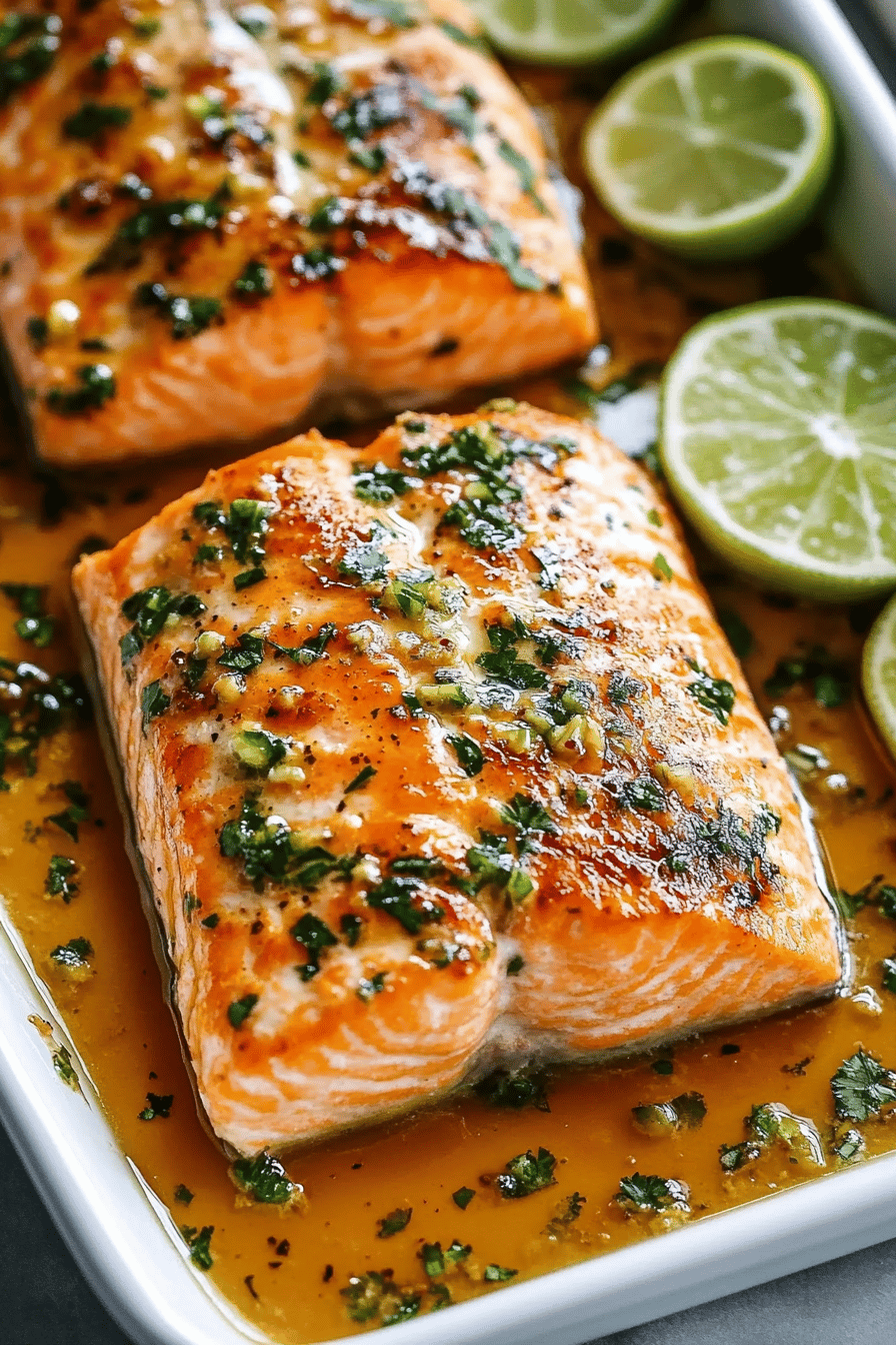 Honey Lime Garlic Butter Salmon ingredients organized and measured on kitchen counter