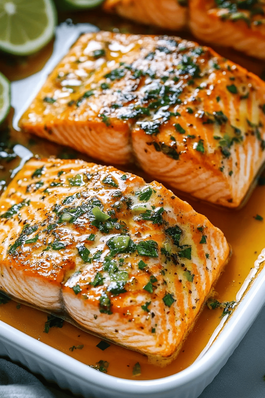 Honey Lime Garlic Butter Salmon final dish beautifully presented and ready to serve