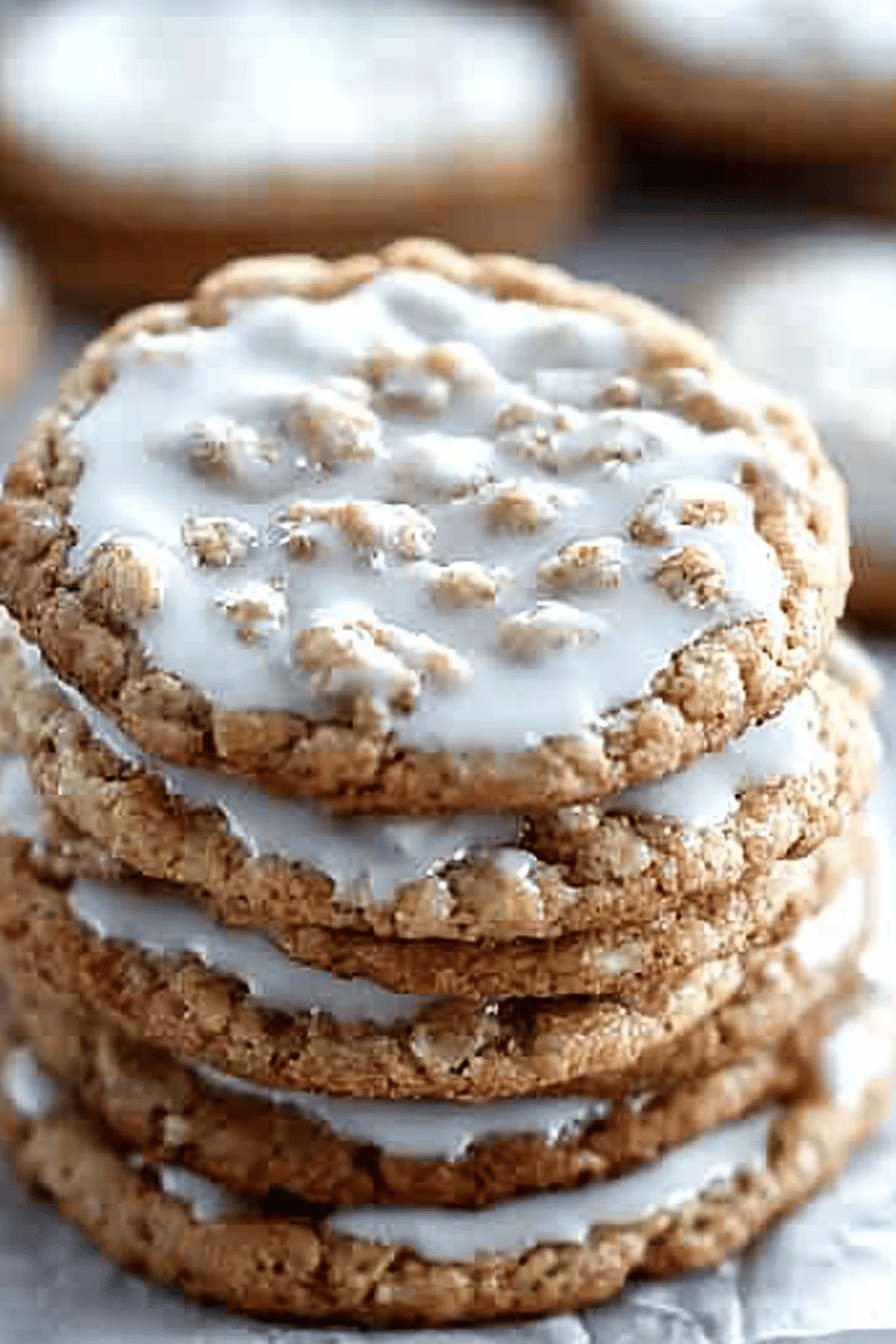 Iced Oatmeal Cookies slice on plate showing perfect texture and swirl pattern