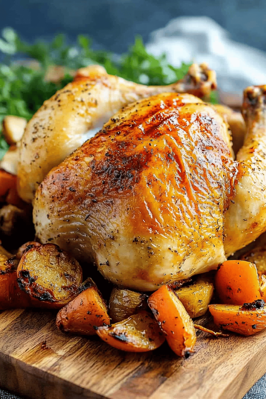 Ina Garten Roast Chicken final dish beautifully presented and ready to serve