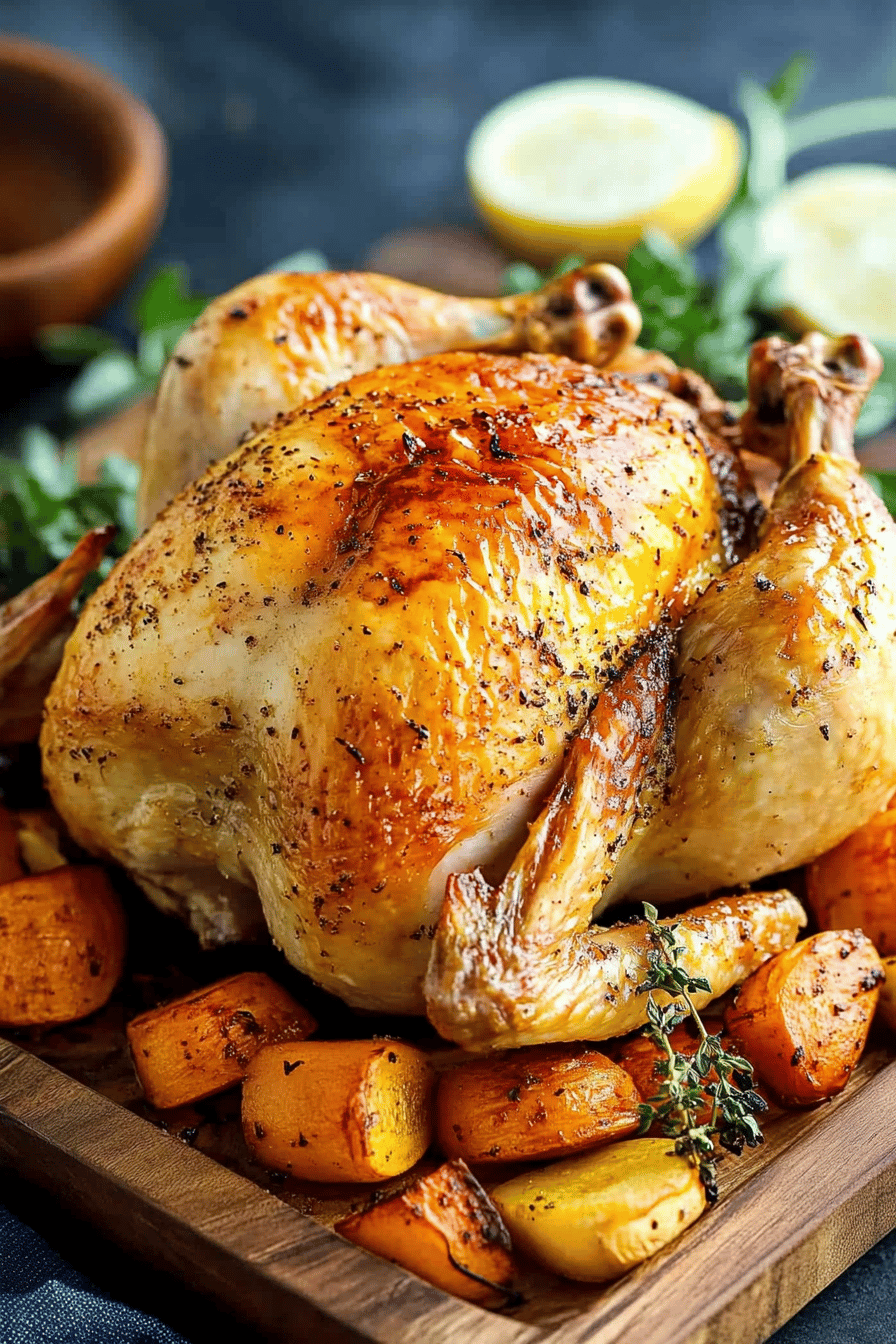 Ina Garten Roast Chicken slice on plate showing perfect texture and swirl pattern
