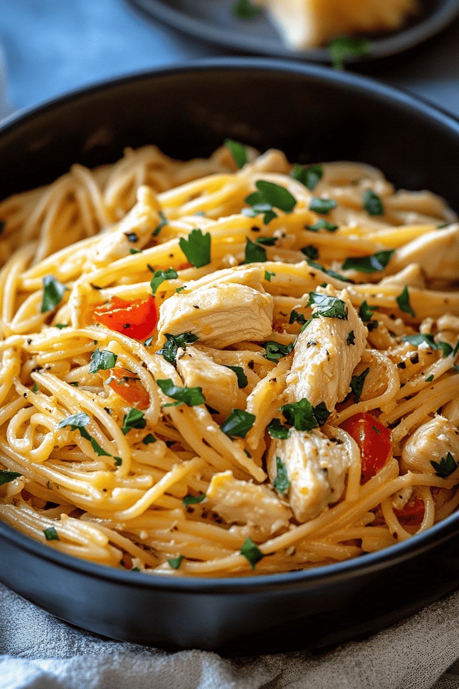 Italian Chicken Pasta slice on plate showing perfect texture and swirl pattern