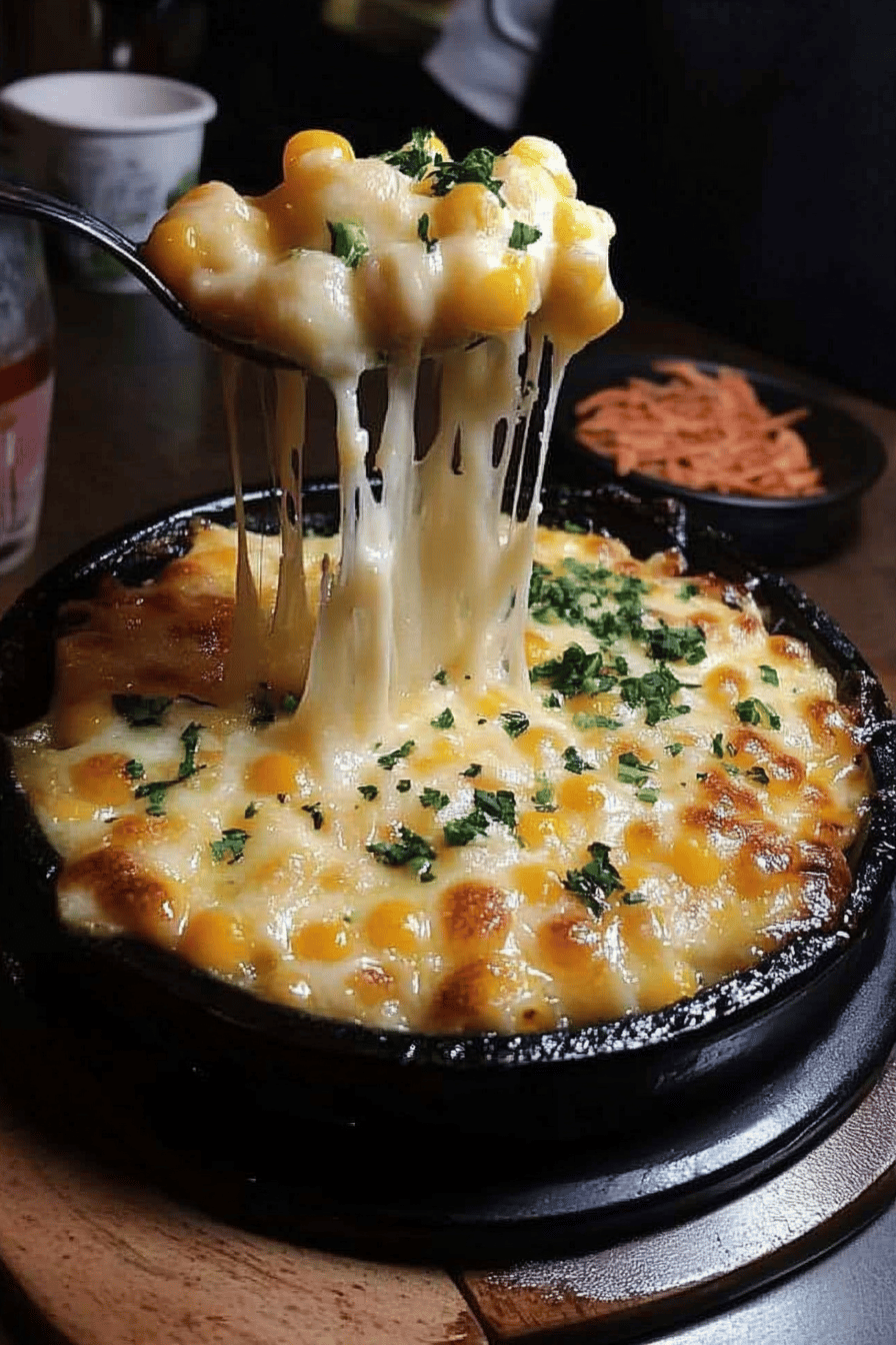 Korean Corn Cheese final dish beautifully presented and ready to serve