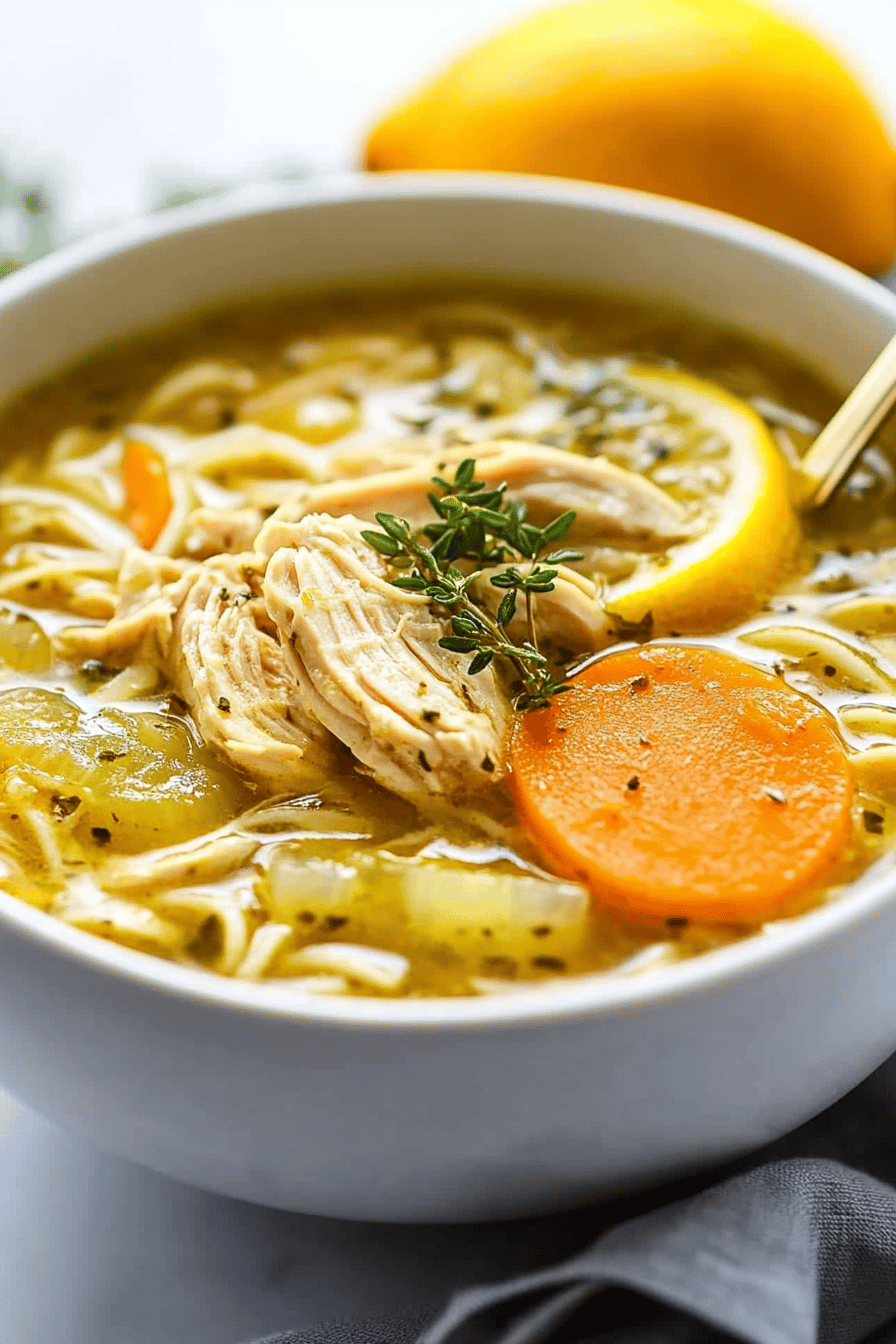 Lemon Chicken Soup final dish beautifully presented and ready to serve