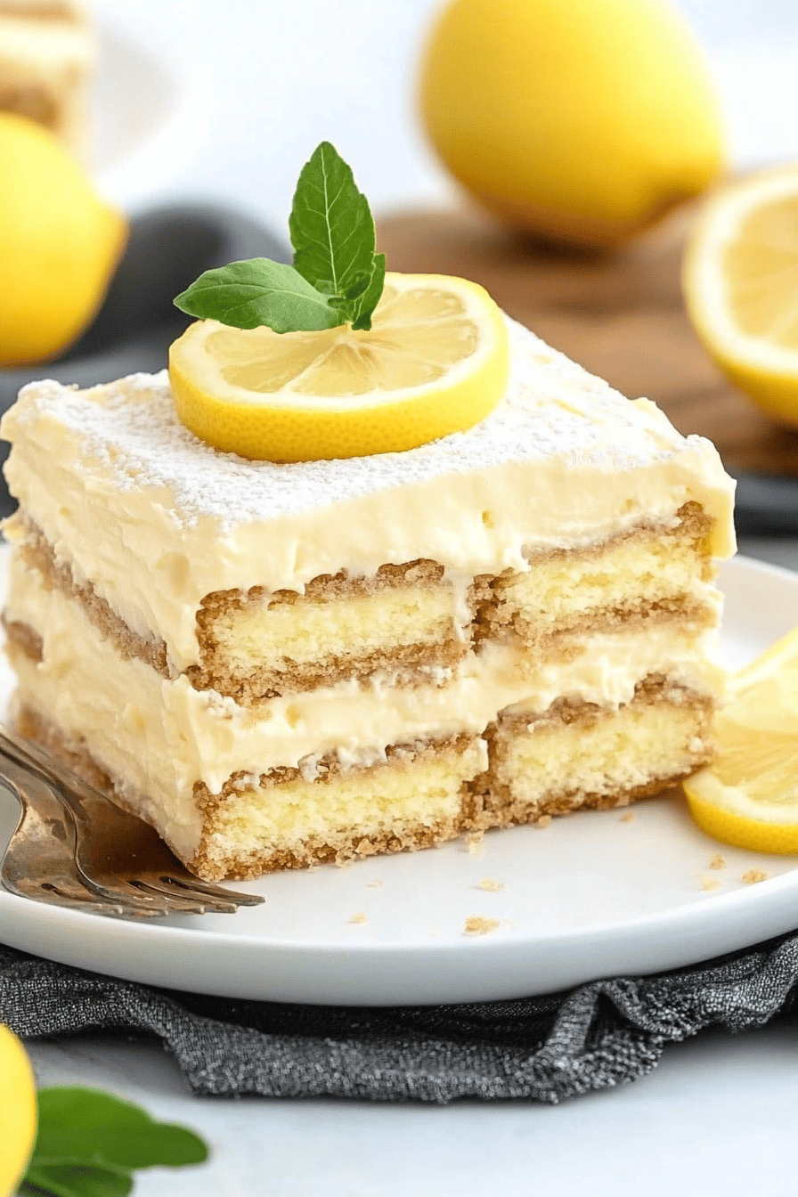 Lemon Eclair Cake Recipe final dish beautifully presented and ready to serve