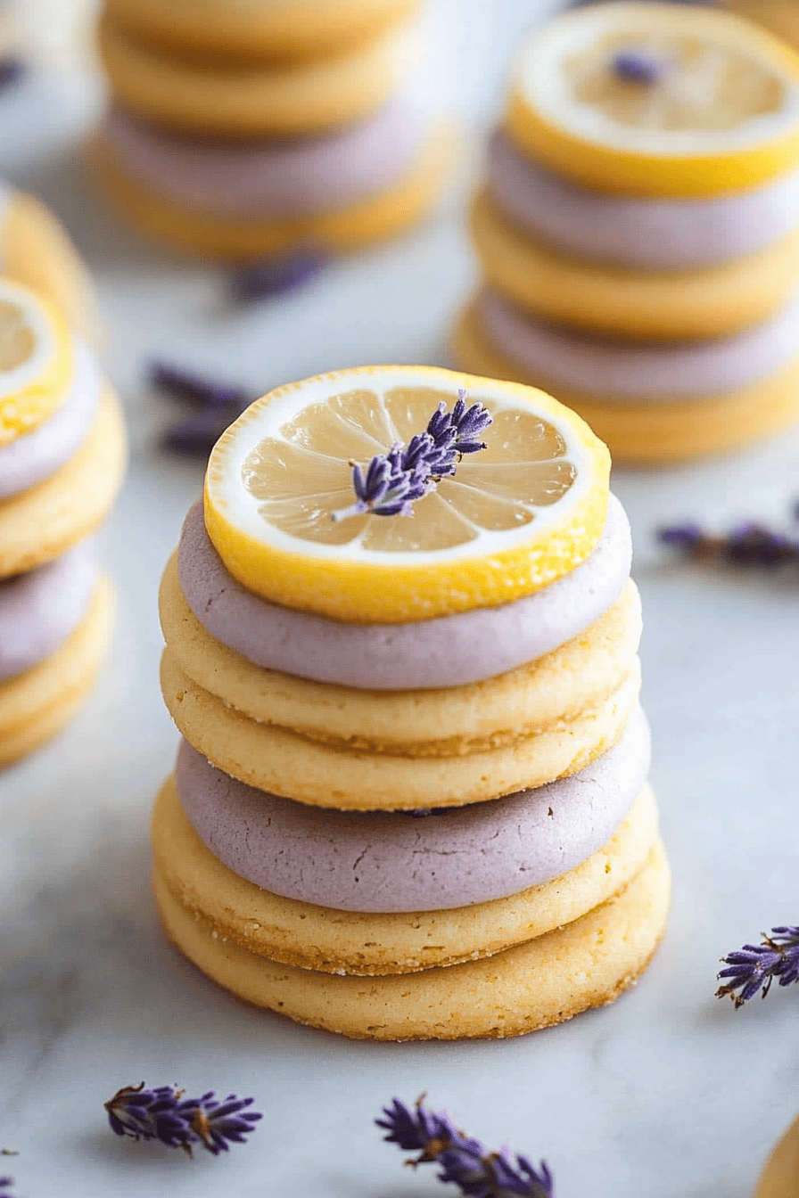 Lemon Lavender Cookies slice on plate showing perfect texture and swirl pattern