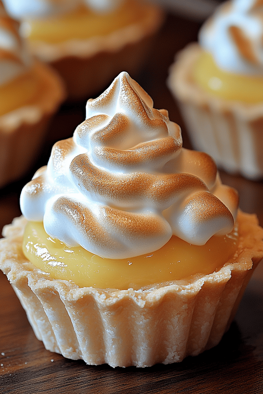 Lemon Meringue Pie Tartlets slice on plate showing perfect texture and swirl pattern