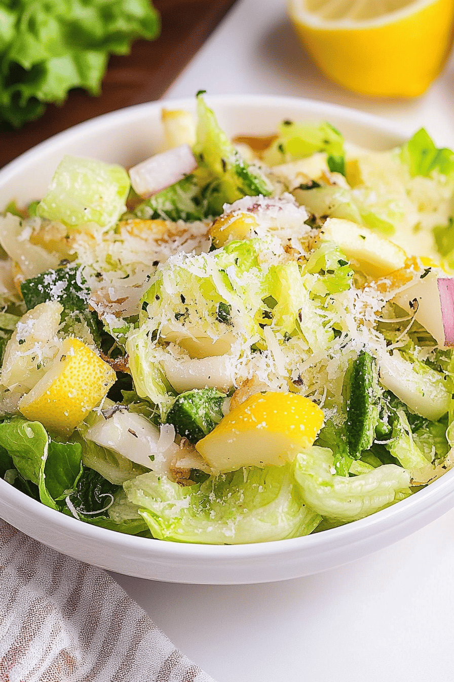 Lemon Parmesan Salad final dish beautifully presented and ready to serve