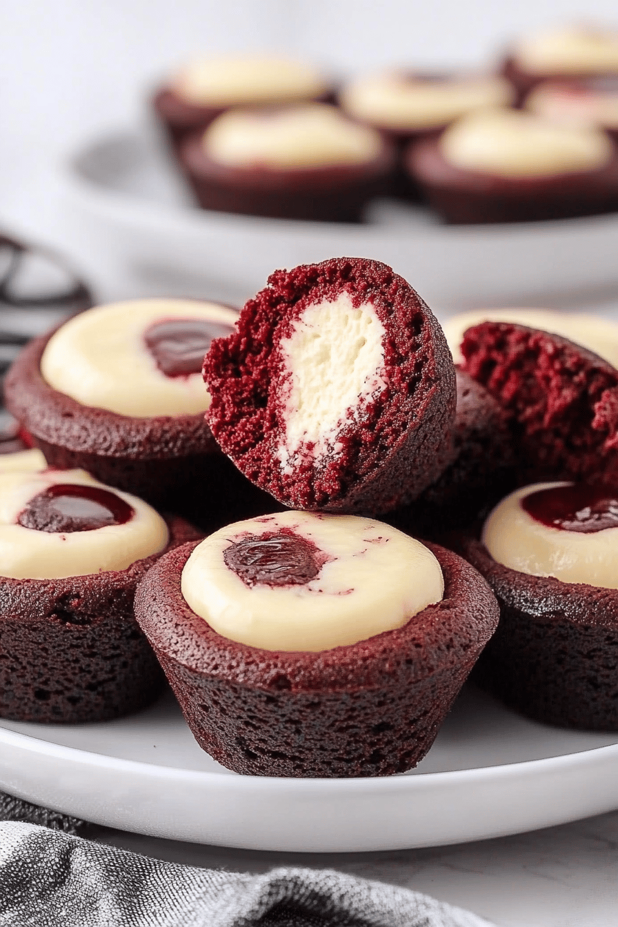 Mini Red Velvet Cheesecake ingredients organized and measured on kitchen counter