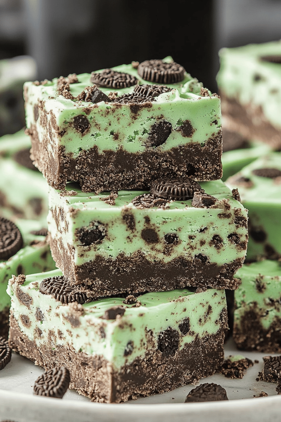 Mint Oreo Fudge slice on plate showing perfect texture and swirl pattern