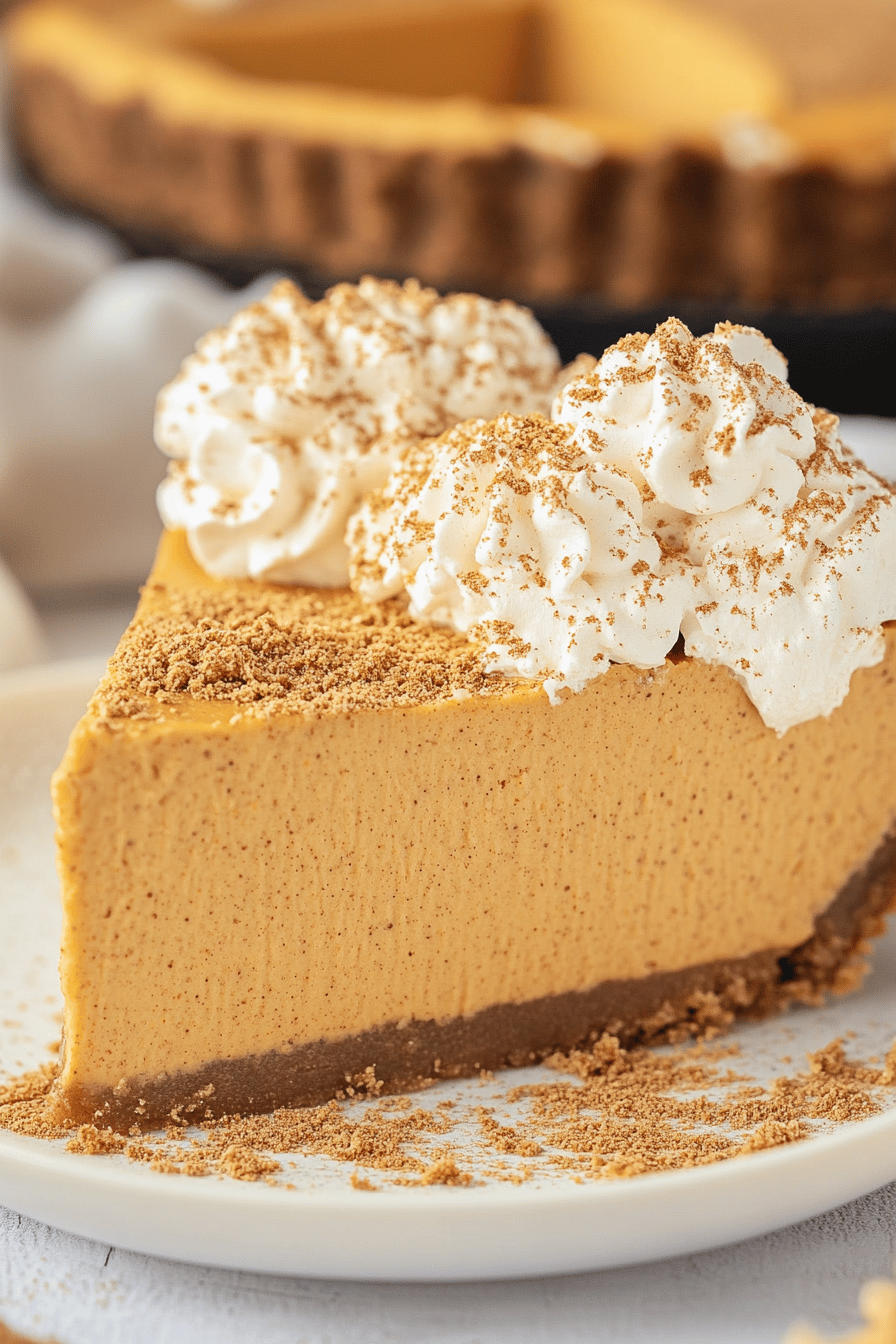 No-Bake Marshmallow Pumpkin Pie final dish beautifully presented and ready to serve