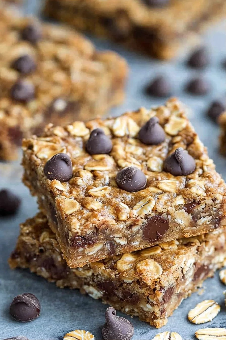 Oatmeal Chocolate Chip Bars final dish beautifully presented and ready to serve