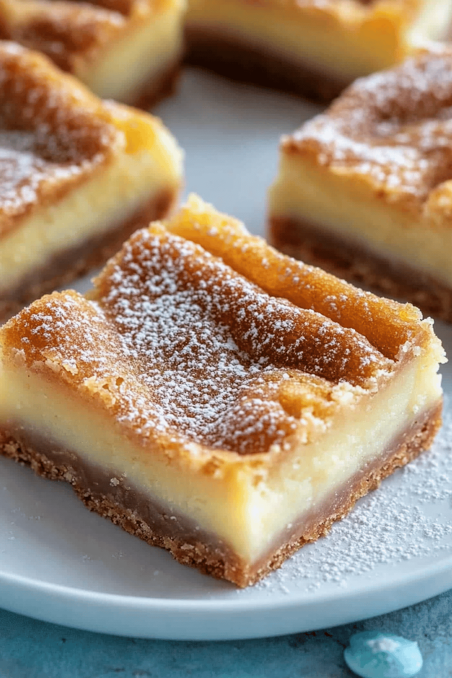 Ooey Gooey Bars slice on plate showing perfect texture and swirl pattern