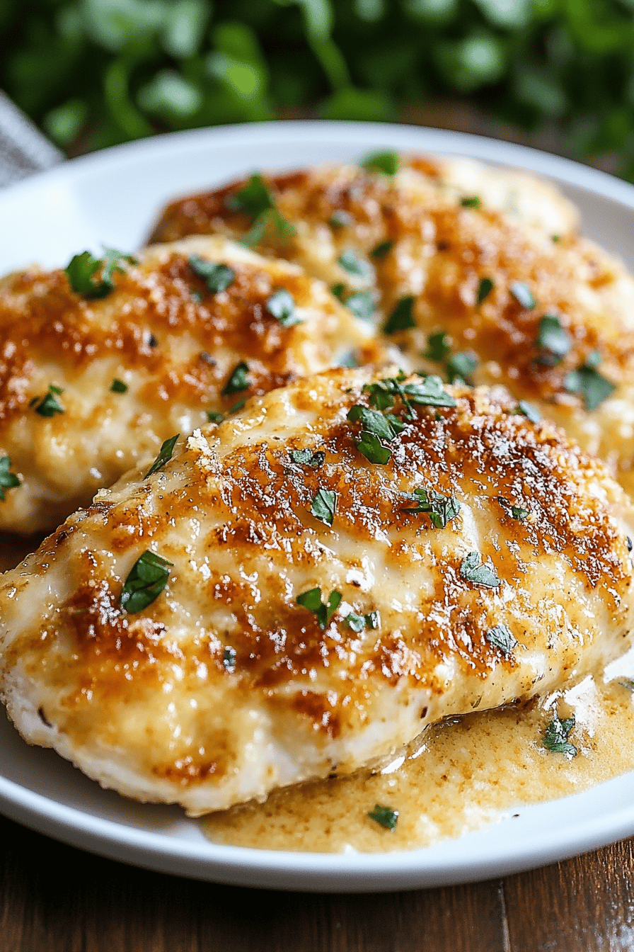 Parmesan Crusted Chicken slice on plate showing perfect texture and swirl pattern