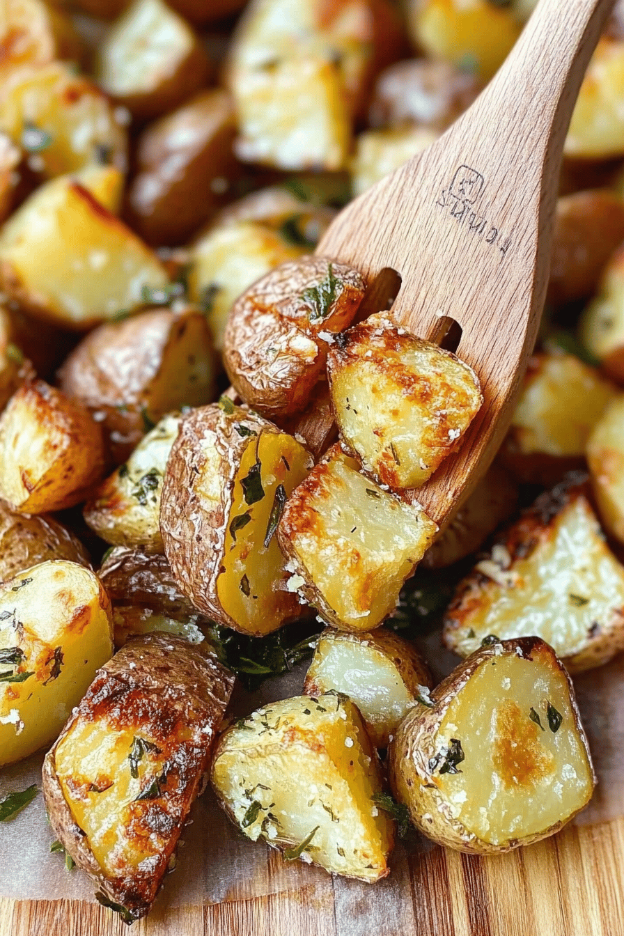 Parmesan Roasted Potatoes ingredients organized and measured on kitchen counter