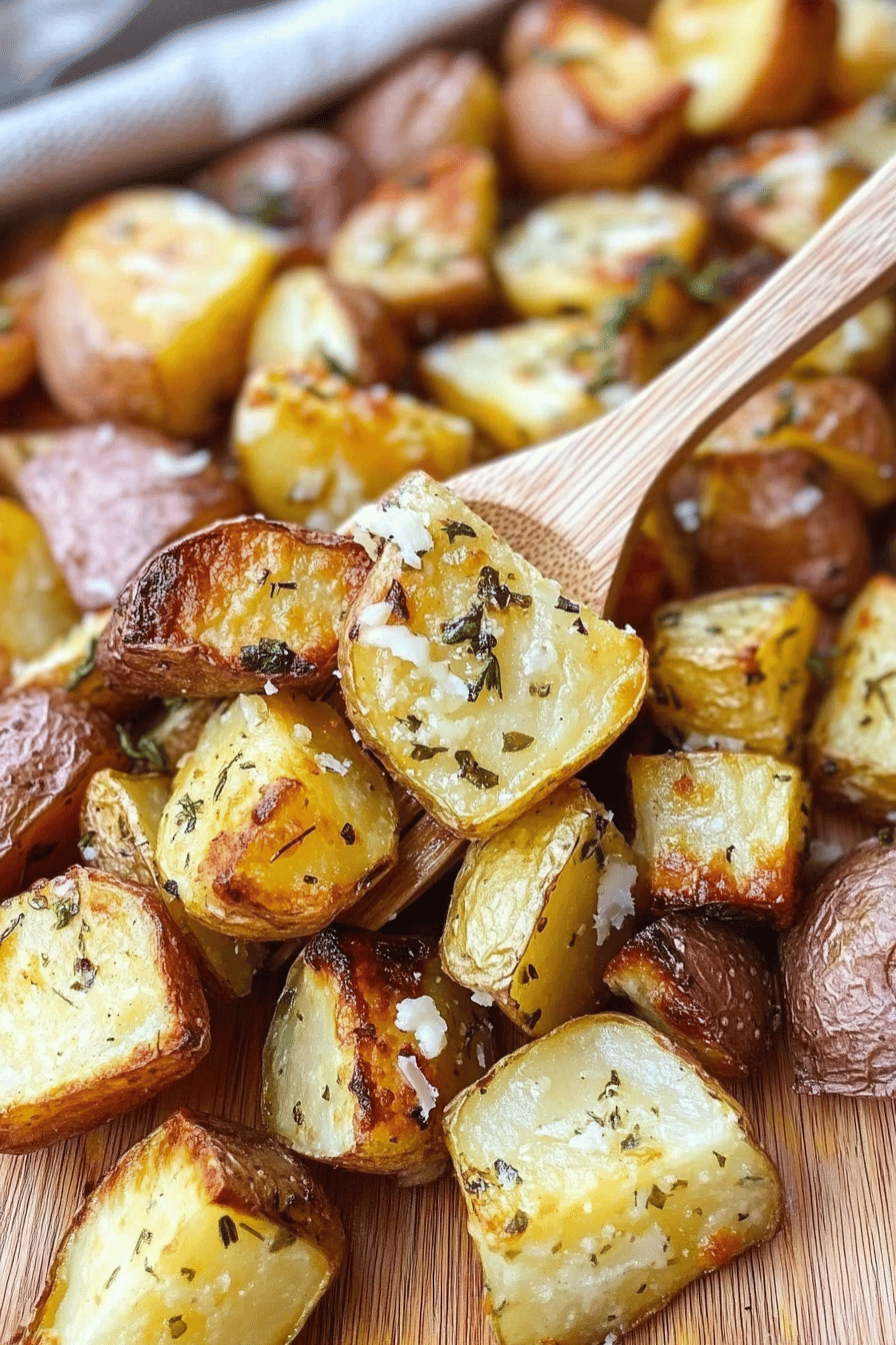 Parmesan Roasted Potatoes slice on plate showing perfect texture and swirl pattern