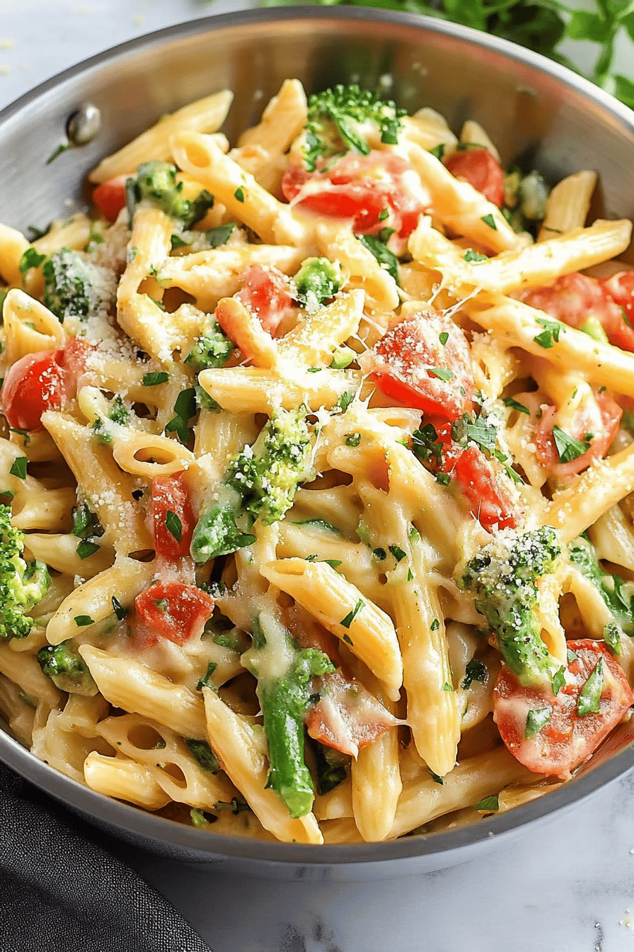 Pasta Primavera Tips ingredients organized and measured on kitchen counter