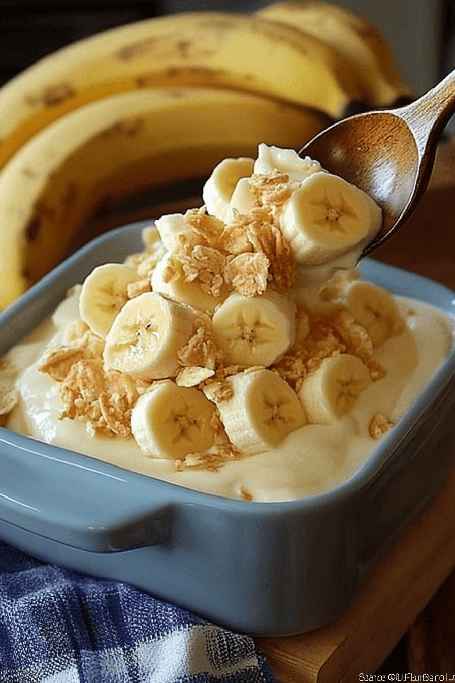 Paula Deen Banana Pudding slice on plate showing perfect texture and swirl pattern