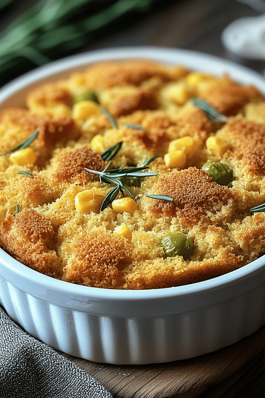 Paula Deen's Southern Cornbread Dressing final dish beautifully presented and ready to serve