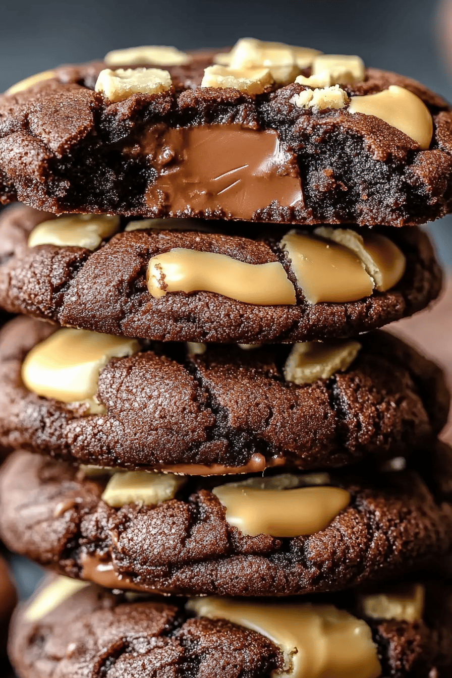 Peanut Butter Brownie Cookies slice on plate showing perfect texture and swirl pattern