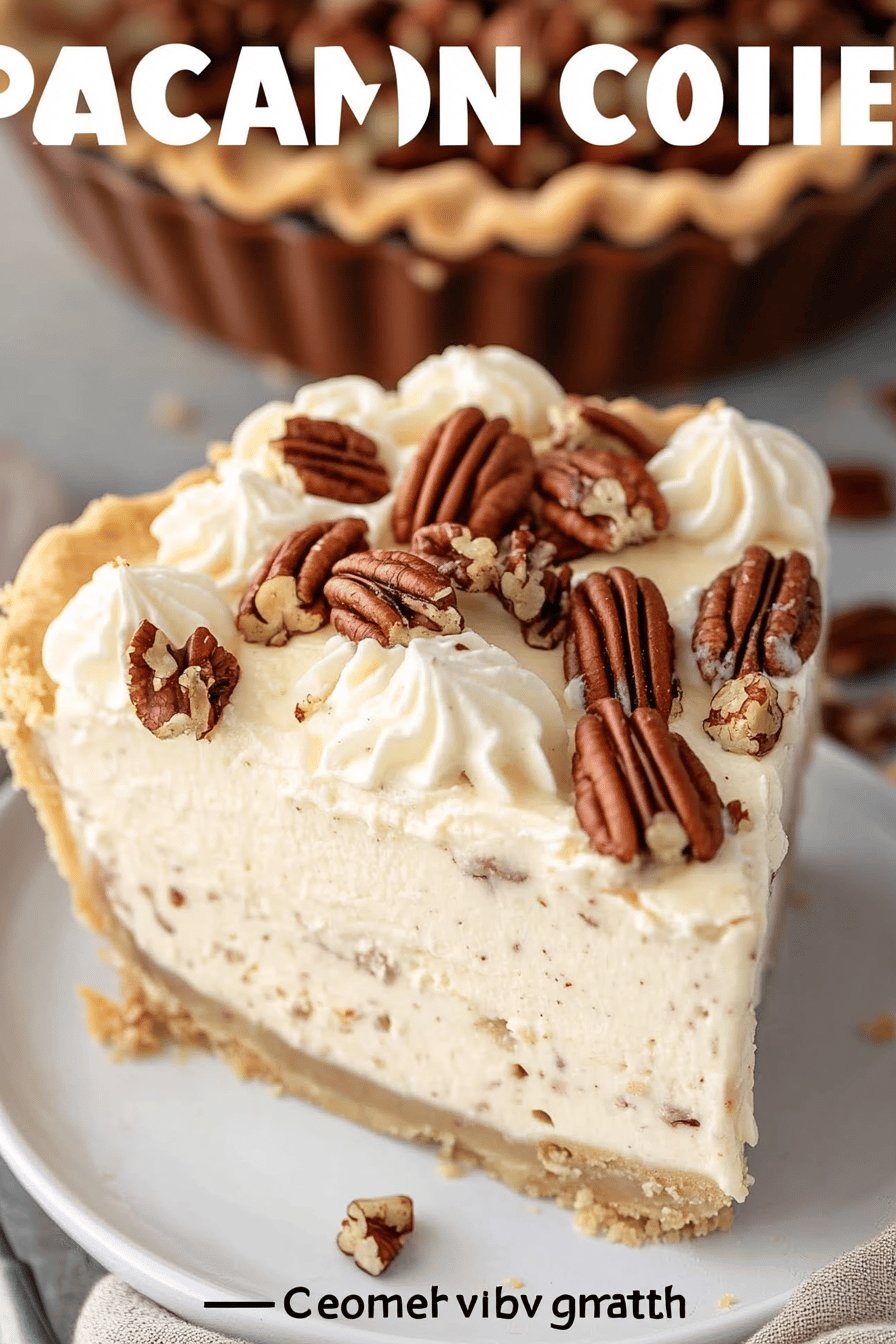 Pecan Cream Pie final dish beautifully presented and ready to serve