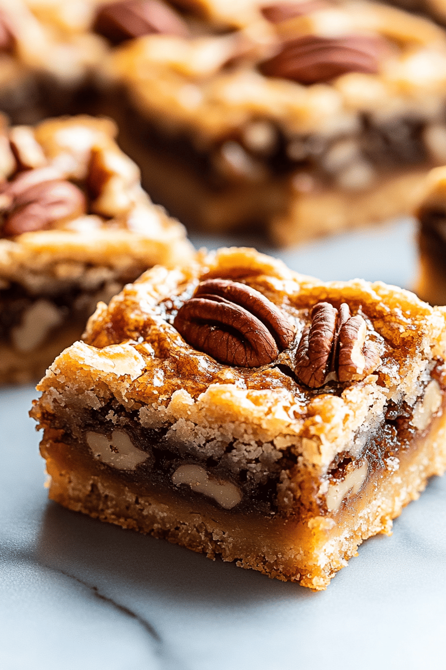 Pecan Pie Bars final dish beautifully presented and ready to serve