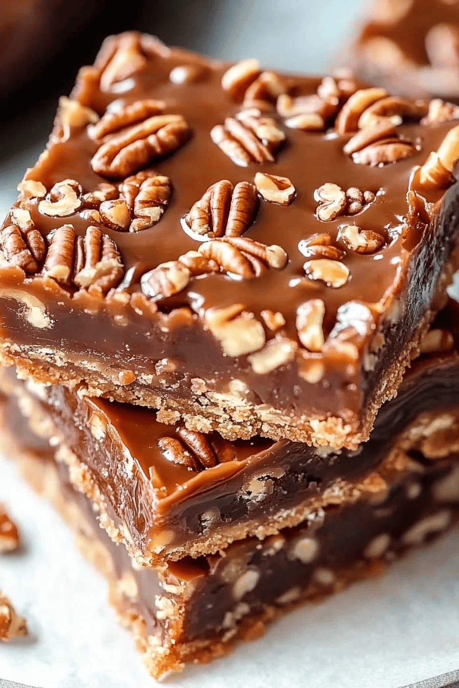 Pecan Turtle Bars final dish beautifully presented and ready to serve
