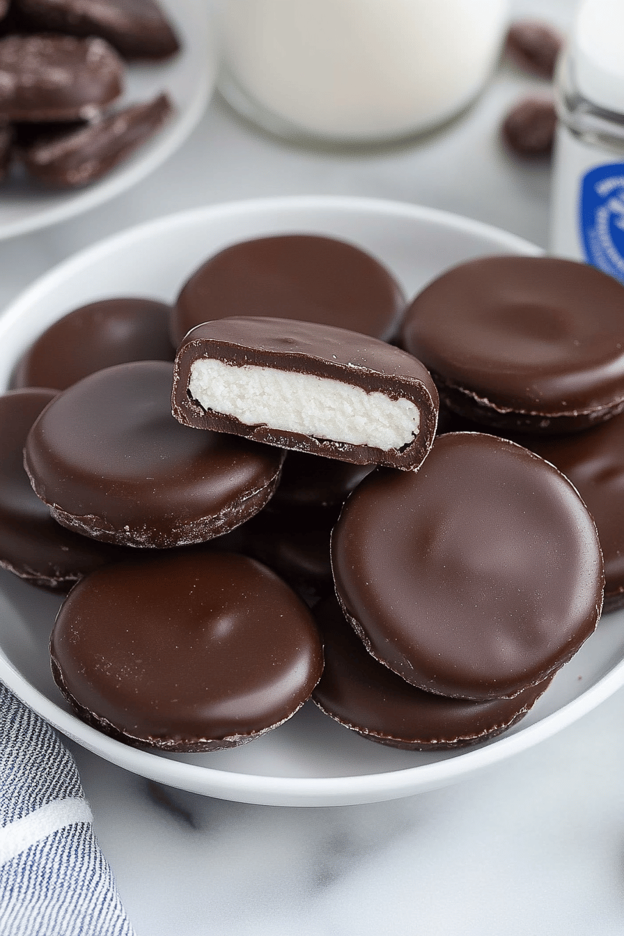 Peppermint Patties Recipe ingredients organized and measured on kitchen counter