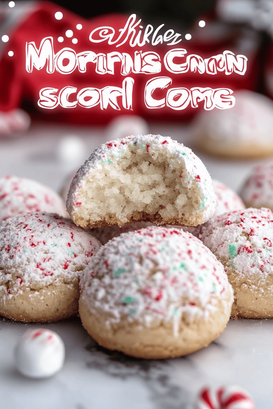 Peppermint Snowball Cookies slice on plate showing perfect texture and swirl pattern
