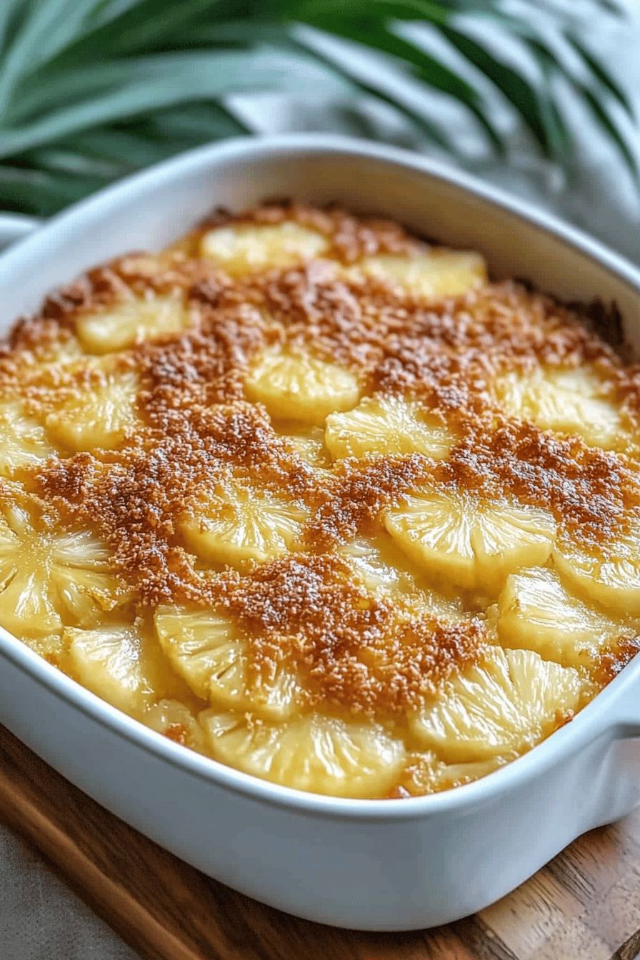 Pineapple Bake slice on plate showing perfect texture and swirl pattern